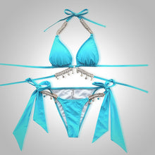 Bianca - Funkelnder Diamant Bikini für Damen – Blau