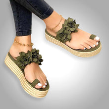 Carla - Elegante Damen Blumen Sandalen Florale Akzente – Grün