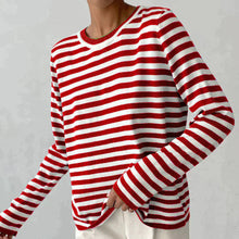 Quintina - Eleganter Langarm Pullover Mit Streifenmuster – Rot