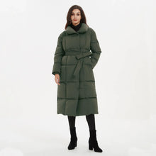 Dopi | Lange Damenjacke mit Gürtel – Grün