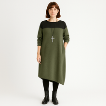 Maren | Zeitgenössisches Blockkleid – Olivgrün