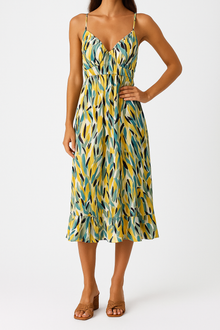 Marlie – Sommerliches Midikleid mit V-Ausschnitt und ärmellosem Design – Grün