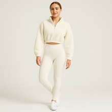 Marlis | Fleecegefüttertes Yoga-Outfit-Set – Weiß