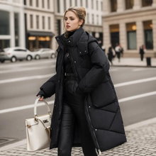 Aloisia - Lange, warme Fleecejacke – Schwarz