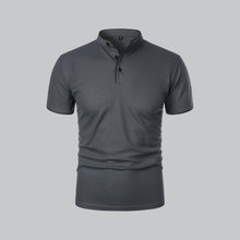 William | Ohne Kragen Taillierter Schnitt Poloshirt – Dunkelgrau