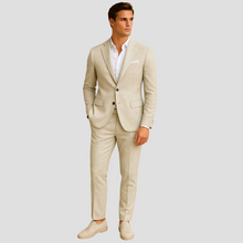 Julian | Einreihig Tailliert Zweiteiliges Anzugset – Beige