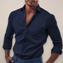 Percival | Langarm Knopfleiste Langarmhemd – Marineblau