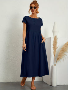 Damenkleid mit Rundhalsausschnitt – Marineblau