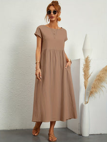 Damenkleid mit Rundhalsausschnitt – Khaki