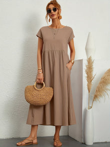 Camell | Kleid mit Rundhalsausschnitt – Khaki
