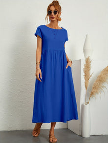 Damenkleid mit Rundhalsausschnitt – Blau