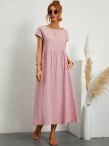 Damenkleid mit Rundhalsausschnitt – Lyserød