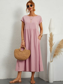Camell | Kleid mit Rundhalsausschnitt – Hellrosa