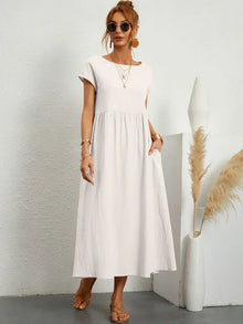 HEIKE™ – FLIESSENDES MIDIKLEID VON ZEITLOSER ELEGANZ – Weiß