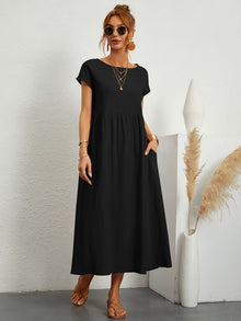 Damenkleid mit Rundhalsausschnitt – Schwarz