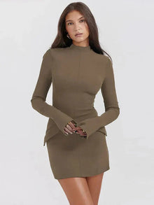 Damen Satin Minikleid mit A-Linien-Schnitt und Eleganter Silhouette – Taupe