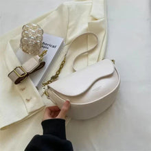Elegante PU-Leder Schultertasche für Damen mit breitem Riemen und stilvollem Design – Weiß