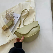 Elegante PU-Leder Schultertasche für Damen mit breitem Riemen und stilvollem Design – Grün