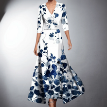 Cordula™ – klassisches geblümtes Kleid Maxi – Blau