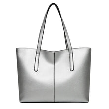 Elegante große Handtasche für Damen aus hochwertigem PU-Leder – silber