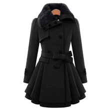 Eleganter Kaschmirmantel mit Woll-Sherpa für Damen | Ideal für den Winter – Schwarz