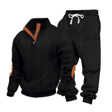 Herren nan Strick-Relax-Set mit Zopfmuster-Halbkragenpullover und Kordel-Jogger Drune – Schwarz