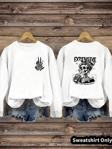 Damen Sweatshirt mit kreativem Motiv und lässigem Schnitt – Weiß