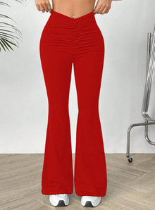 Damen Hochtaillierte Bootcut-Hose – Rot