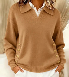 Telina – Langärmeliger Strickpullover Mit V-ausschnitt – Khaki