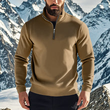 Herren nan halbhoher Reißverschluss-Sweatpullover mit Stehkragen weichem Fleecefutter und elastischen Bündchen Drune – Khaki