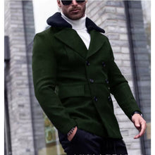 Herren eleganter Wollmantel mit Teddyfell-Kragen Aliams – Olivgrün