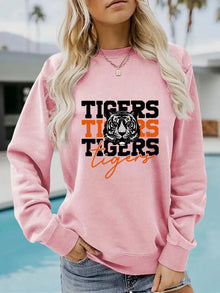 Damen Sweatshirt mit animalistischem Tiger-Design und lässigem Schnitt – Rosa
