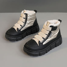 Damen Winterstiefel mit warmem Fleece-Futter und praktischen Klettverschlüssen – Schwarz