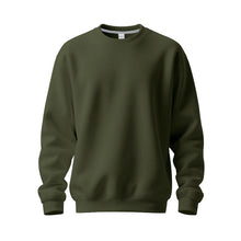 Herren nan Oversize-Rundhals-Sweatshirt aus weichem Baumwollfleece mit gerippten Bündchen Drune – Olivgrün