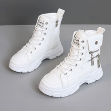 Damen High-Top Winterstiefel mit modischem Reißverschluss und dämpfender Sohle – Weiß