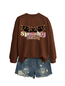 Damen Sweatshirt mit kreativem Halloween-Motiv – Braun