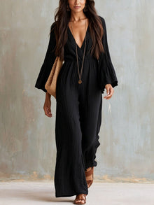 Magdlena – Luftiger Jumpsuit mit V-Ausschnitt – Schwarz