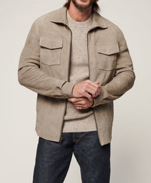 Herren elegante Wildlederjacke mit praktischen Brusttaschen Aliams – Grau