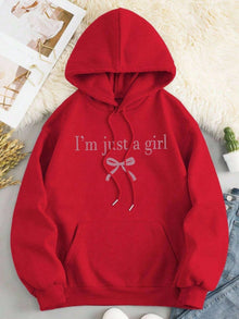Damen Kapuzenpullover mit modernem Spruch und klassischem Schnitt – Rot