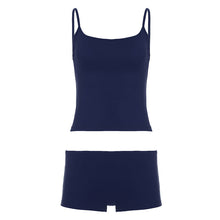 Damen Unterwäsche-Set mit Spaghettiträgern und bequemen Shorts Drune – Dunkelblau