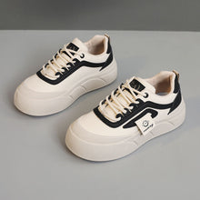 Damen modische Plateau Sneakers mit Sportprofil und atmungsaktivem Obermaterial – Schwarz