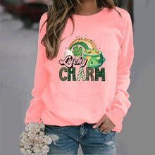 Damen Sweatshirt mit kreativem Glücks-Motiv – Rosa
