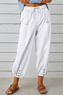 Tracy - Modische Haremshose mit Knopfdetail für einen trendigen Look – Weiß