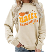 Damen Sweater mit festlichem Pumpkin-Motiv und gemütlicher Passform – Khaki