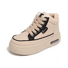 Damen Winterliche High-Top Sneakers mit kuscheligem Innenfutter und dämpfender Sohle – Schwarz