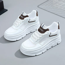 Damen elegante und bequeme Sneakers mit erhöhter Laufsohle – Weißbraun