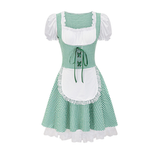 Damen Kariert Schulterfrei Oktoberfest Dirndl Kleid – Grün