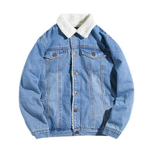 Couture - Warme Denim-Jacke mit Fellfutter – Hellblau