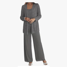 Gimena – Set Aus Glitzer-strickjacke Und Hose – Grau