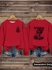 Damen Sweatshirt mit kreativem Motiv und lässigem Schnitt – Rot